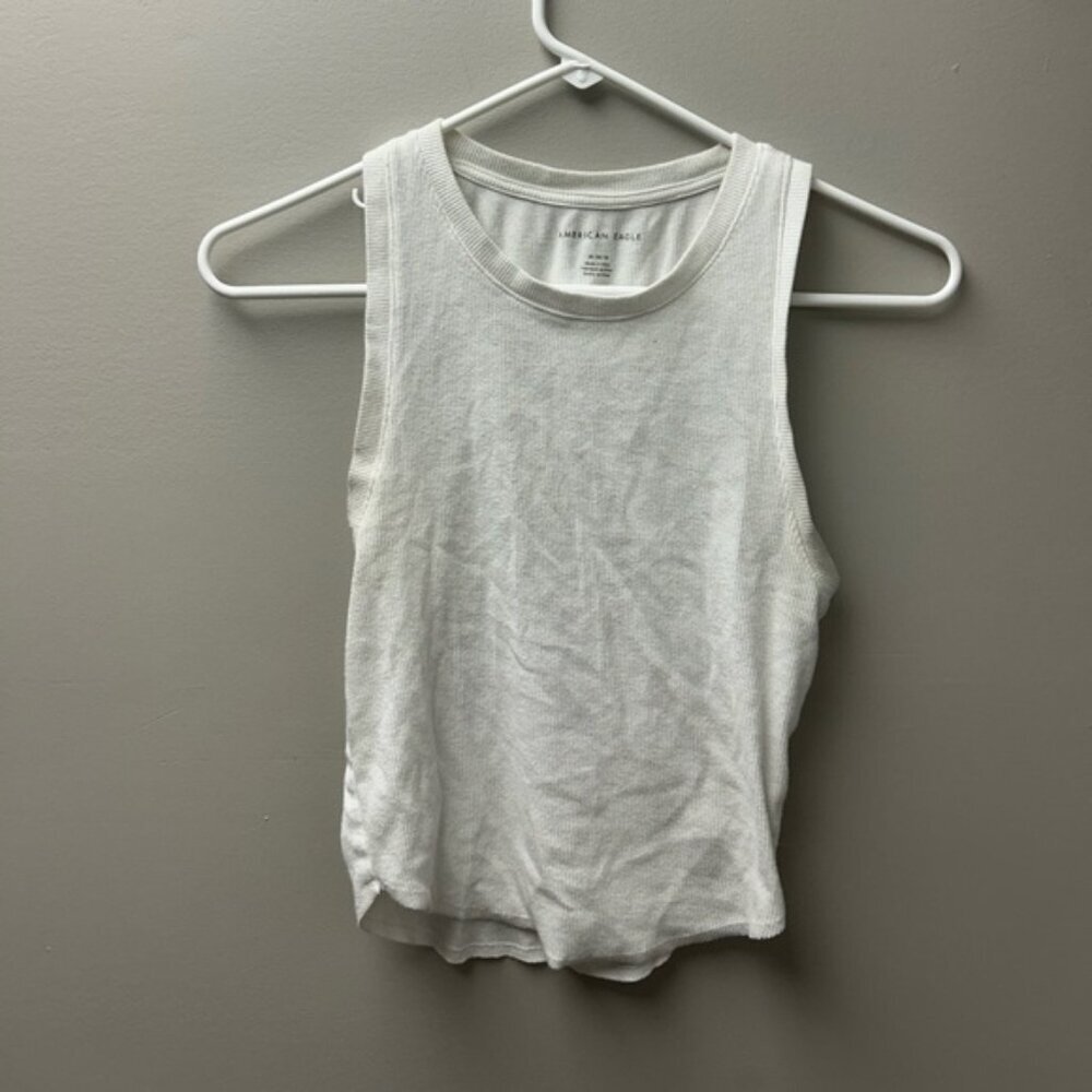 American Eagle White Ribbed Tank‎ Top